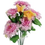 BUKIET RÓŻOWYCH MARGARETEK Z DEKORACYJNYMI MOTYLKAMI - KWIECISTA DEKORACJA, 40 CM - obrazek 2