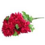 Bordowy Bukiet Sztucznych Chryzantem Strzępiastych - Dekoracja na Wszystkich Świętych - obrazek 2