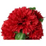 Bukiet 9 czerwonych sztucznych chryzantem strzępiastych - dekoracja do miejsc pamięci - obrazek 2
