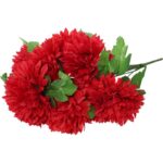 Bukiet 9 czerwonych sztucznych chryzantem strzępiastych - dekoracja do miejsc pamięci - obrazek 3