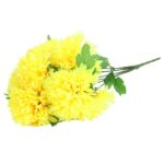 Bukiet sztucznych chryzantem żółtych - 9 sztuk - Dekoracja na Wszystkich Świętych - obrazek 2