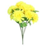 Bukiet sztucznych chryzantem żółtych - 9 sztuk - Dekoracja na Wszystkich Świętych