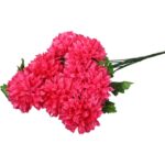 Bukiet Różowych Sztucznych Chryzantem - 9 Sztuk, Wysoka Jakość, Realistyczny Wygląd, Dekoracja na Wszystkich Świętych, 58cm - obrazek 3