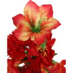 Bukiet 9 sztuk mieszanych kwiatów: 3 Lilie, 4 Amarylisy, 2 Chryzantemy, Kolor Czerwony, Wysokość 58 cm, Wygląd Naturalny - obrazek 3