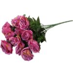 Bukiet 12 róż w kolorze ciemno-różowym z dodatkami - obrazek 3