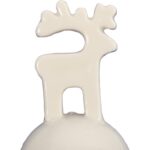 Dzwonek Ceramiczny ze Szkliwionego Ceramiki z Figurką Renifera na Świąteczny Stół - Biały - obrazek 3