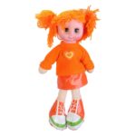 Śpiewająca Lalka-Przytulanka z Świecącymi Kolczykami i Pomarańczowym Ubrankiem - obrazek 2