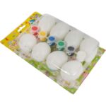 Zestaw Kreatywny Wesołe Pisanki - 8 białych jajek do malowania z farbami pastelowymi i pędzelkiem - obrazek 2