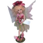 Ceramiczna Lalka Elf w Seledynowo-Różowym Kolorze o Wysokości 46 cm