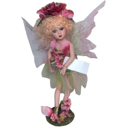 Ceramiczna Lalka Elf w Seledynowo-Różowym Kolorze o Wysokości 46 cm