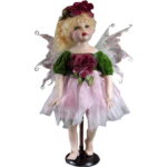 Ceramiczna Lalka Elf z Skrzydłami w Kolorze Różowo-Zielonym 62 cm