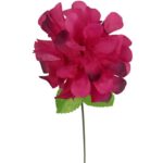 Bordowa Sztuczna Chryzantema na Wszystkich Świętych - Pojedynczy Kwiat z Listkiem, 35 cm - obrazek 2