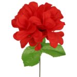 Chryzantema pojedynczy kwiat z listkiem w kolorze czerwonym - obrazek 2