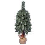 Domowa Choinka Bożonarodzeniowa Zielono-Biała na Naturalnym Pniu 70 cm