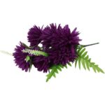 Bukiet 8 chryzantem z liśćmi paproci kolor fioletowy - obrazek 2