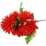 Bukiet Pomarańczowych Chryzantem z Liśćmi Paproci - Dekoracja Sztuczna Wysokiej Jakości, 56 cm - obrazek 2