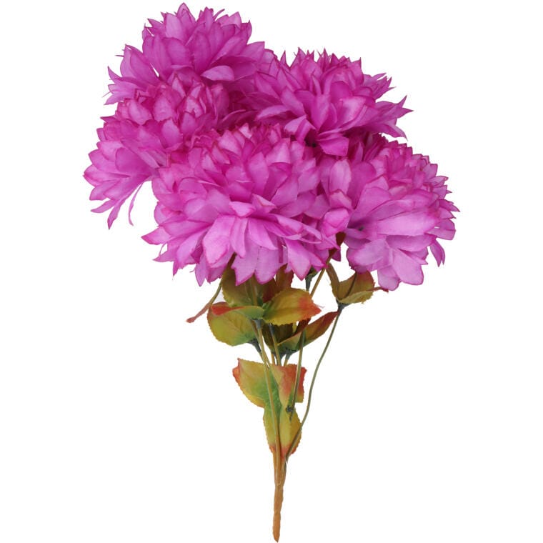 CHA1-0893F Bukiet 9 chryzantem z liśćmi kolor fioletowy - obrazek 1