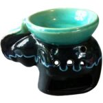 Ceramiczny Kominek Aromaterapeutyczny w Kształcie Słonia - Czarno-Turkusowy