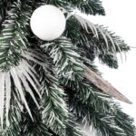 Biały Świąteczny Drzewko Dekorowane Brokatem i Bombkami na Naturalnym Pniu OLA 100 cm - obrazek 3