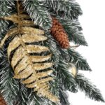 Ekskluzywna Złota Choinka Bożonarodzeniowa na Naturalnym Pniu 100 cm z Brokatowymi Dekoracjami - obrazek 3