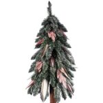 Różowa Choinka Świąteczna Ekskluzywna z Naturalnym Pniem i Brokatowymi Dekoracjami, 100 cm - obrazek 2