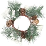 Wianek z bialymi kulkami i szyszkami 20 cm ŚWIĄTECZNA DEKORACJA STROIK - obrazek 2