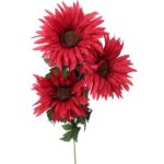 Gałązka z 3 Sztucznymi Gerberami Czerwonymi Wysokogatunkowe 80 cm - obrazek 2