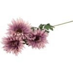 Sztuczna gałązka z trzema fioletowymi gerberami - dekoracja o wysokości 80 cm - obrazek 3