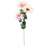 Gałązka z 3 kremowymi Gerberami - Kwiat sztuczny wysokiej jakości, 80 cm