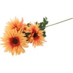 Gałązka z trzema sztucznymi gerberami w kolorze ciemnożółtym, 80 cm - obrazek 3