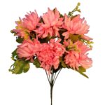 Różowy Bukiet Sztucznych Chryzantem 35 cm z Dodatkami na Wszystkich Świętych - obrazek 2