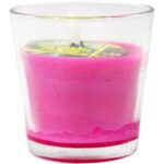 Świeca Citronella w szklanym naczyniu - różowa, odstraszająca owady na zewnątrz