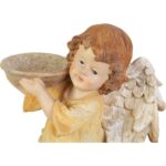 Anioł Dekoracyjny ze Świecznikiem w Kolorze Beżowym, 29 cm - obrazek 2