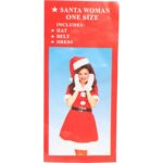 Czerwona Welurowa Sukienka i Czapka w Stylu Śnieżynki - obrazek 2