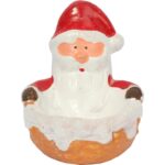 Świecznik Tealight w Kształcie Mikołaja z Ceramiki w Kolorze Czerwieni i Brązu - obrazek 2