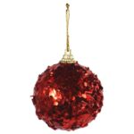 Komplet 4 Czerwonych Bombek Styropianowych z Koralikami 6 cm - Dekoracja Świąteczna - obrazek 2