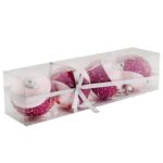 Komplet 4 różowych bombek styropianowych z koralikami 6 cm do dekoracji świątecznej - obrazek 3