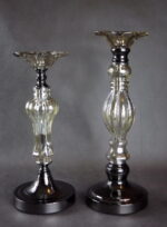 Elegancki Świecznik Stojący z Brązowego Metalu i Szkła 14x34 cm z Antypoślizgowym Spodem - obrazek 3