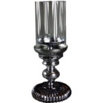 Świecznik wykonany z chromu i szkła 31.5x15 cm