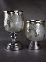 Elegancki Świecznik/Patera z Opalizującym Szkłem i Chromem, 38x20 cm, Antypoślizgowa Podstawa, Wzór Kwiatowy - obrazek 3