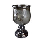 Elegancki Świecznik/Patera z Opalizującym Szkłem i Chromem, 38x20 cm, Antypoślizgowa Podstawa, Wzór Kwiatowy