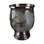 Elegancki Świecznik/Patera Kwiatowy Dekor ze Szkła i Chromu 28x20cm - Niższy Model z Kolekcji