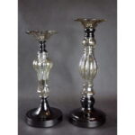 Elegancki Stojący Świecznik z Brązowego Metalu i Szkła 14x38 cm - Wyższy Model w Kolekcji - obrazek 2