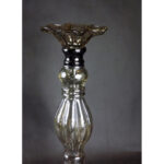 Elegancki Stojący Świecznik z Brązowego Metalu i Szkła 14x38 cm - Wyższy Model w Kolekcji - obrazek 3