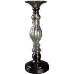 Elegancki Stojący Świecznik z Brązowego Metalu i Szkła 14x38 cm - Wyższy Model w Kolekcji