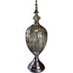 Elegancka Patera z Przydymionego Kryształu i Chromu 18x55cm z Antypoślizgowym Spodem (niższa z kolekcji)