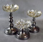 Kryształowy świecznik z chromowaną podstawą 29x16 cm - obrazek 2