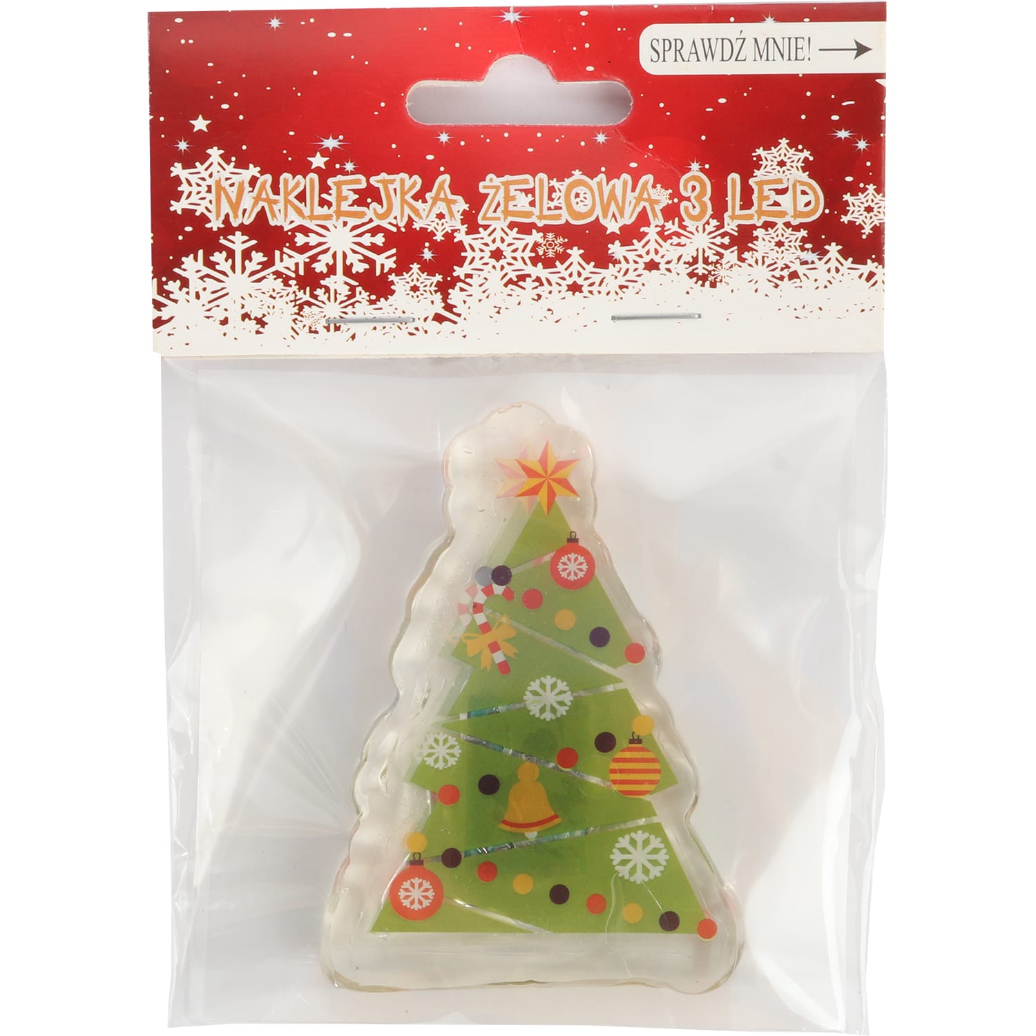 Choinka-GEL-18001-5901907056730-2-kopia ŚWIĄTECZNA NAKLEJKA ŻELOWA 3 LED NA SZYBĘ OKNO DEKORACJA BOŻE NARODZENIE CHOINKA - obrazek 1