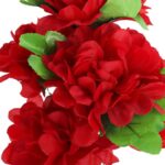 Sztuczny bukiet 5 czerwonych chryzantem 36 cm - dekoracja na Wszystkich Świętych - obrazek 2