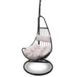 Fotel bujany ogrodowy z poduszkami, stalowy stelaż, obciążenie do 120kg, Czarny - obrazek 2